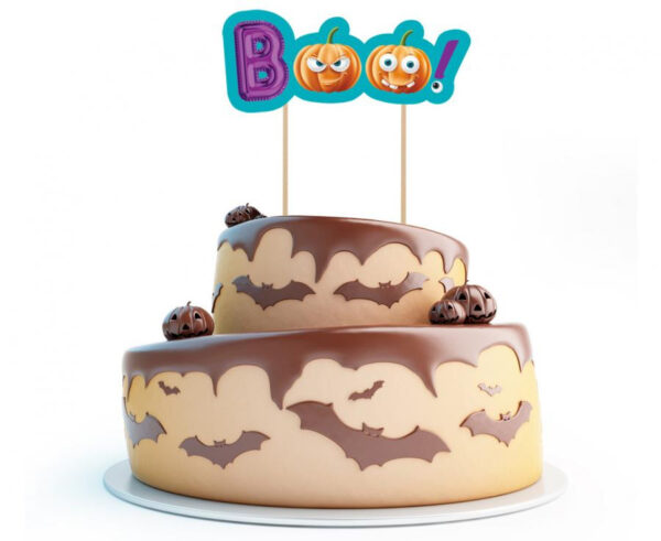 Halloween Boo tårtdekoration 18 cm