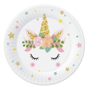 Enhörning Stjärna pappersassiett set om 6, 18 cm