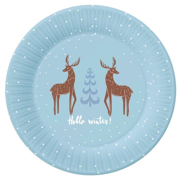 Christmas Hello Winter pappersassiett 6-pack 18 cm