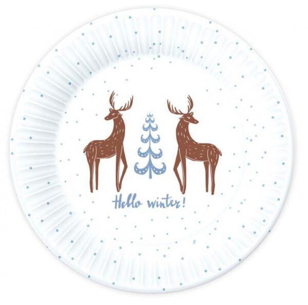 Christmas Hello Winter papperstallrik 6-pack 18 cm