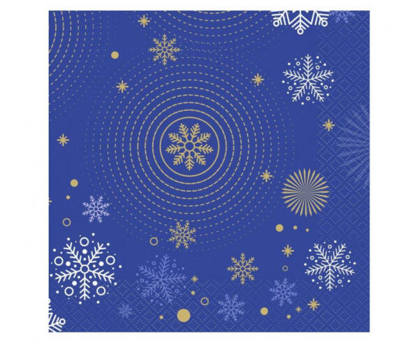 Christmas servetter med marinblå snöflingor 20-pack 33x33 cm