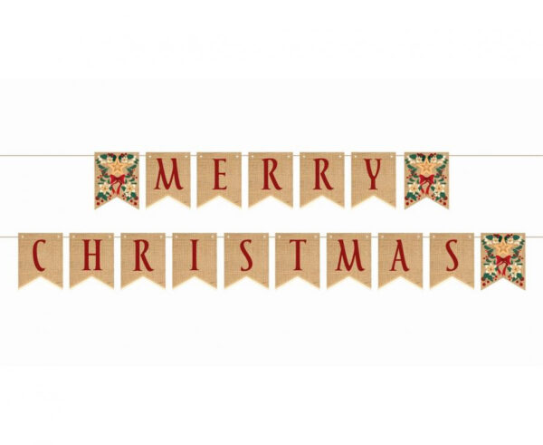 Christmas Merry text med brun rosett 250 cm