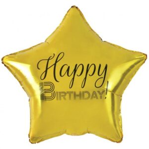 Happy Birthday Gold Stjärnformad Folieballong 44 cm