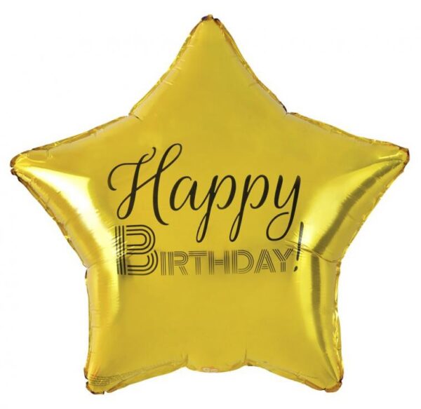 Happy Birthday Guld Stjärnformad Folieballong 44 cm