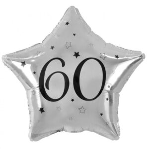 Happy Birthday Silver, Silver Star 60 Folieballong 44 cm