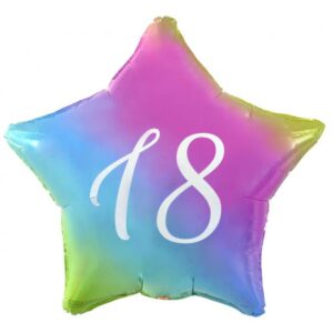 Happy Birthday Rainbow 18-stjärnig folieballong 44 cm