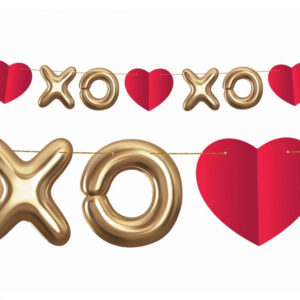 Love XOXO röd pappersgirlang 200 cm