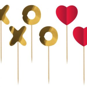 Love XOXO Red XOXO dekorationspinnar, 6-pack