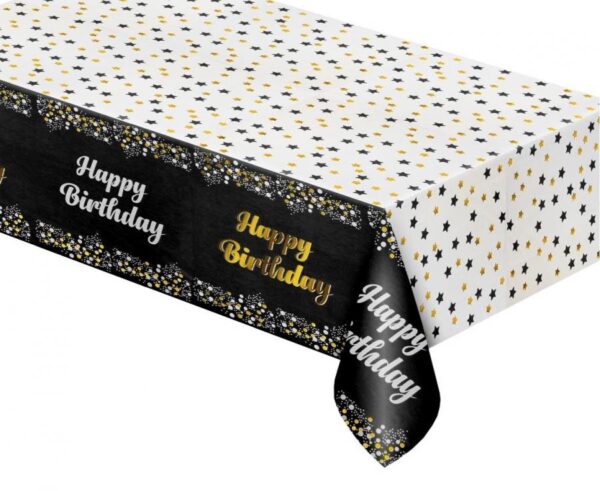Happy Birthday B&C Black svart folieduk 137x183 cm