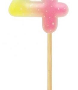 Number Pastel Ombre Färgglad Siffra 4 Födelsedagsljus, Tårtljus