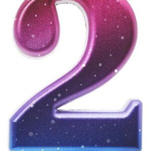 Number Night Sky Metallic Färgglad siffra 2 ljus, tårtljus
