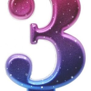 Number Night Sky Metallic Färgglad siffra 3 födelsedagsljus