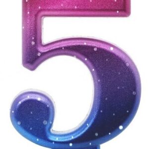 Number Night Sky Metallic Färgglad siffra 5 ljus, tårtljus
