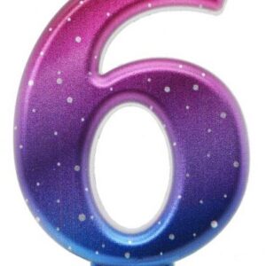 Number Night Sky Metallic färgad siffra 6 ljus, födelsedagsljus