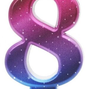 Number Night Sky Metallic Färgglad siffra 8 ljus, tårtljus