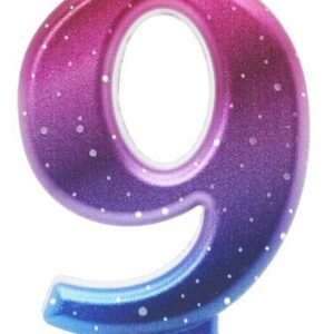 Number Night Sky Metallic Färgglad siffra 9 dekorationsljus