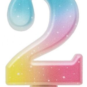 Number Pastel Ombre Färgglad Siffra 2 Tårtljus