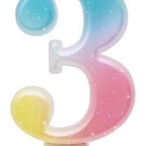 Number Pastel Ombre färgglad siffra 3 ljus, födelsedagstårta