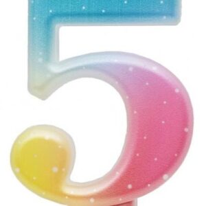 Number Pastel Ombre Färgglad Siffra 5 Ljus, Födelsedagsljus