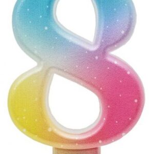 Number Pastel Ombre Färgglad Siffra 8 Födelsedagsljus, Tårtljus