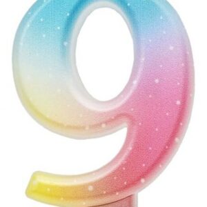 Siffra 9 Pastell Ombre Färgglad Tårtljus, födelsedagsljus