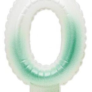 Number Ombre vit-grön siffertårtljus 0