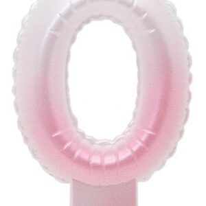Number Ombre vit-rosa siffra 0 ljus, födelsedagsljus
