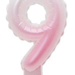 Number Ombre vit-rosa siffra 9 ljus, födelsedagsljus