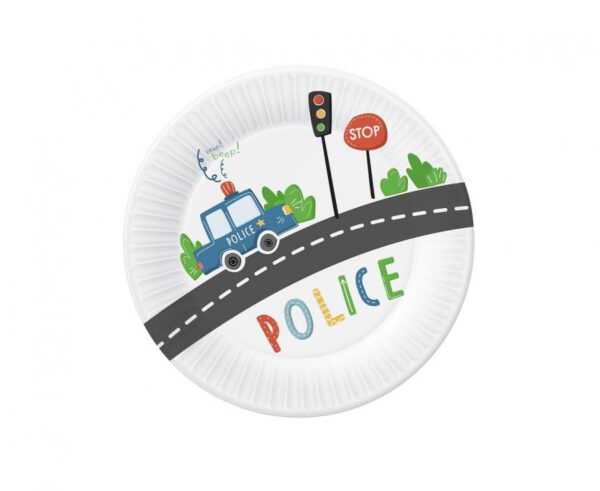 Police Beep papperstallrik 6-pack 18 cm