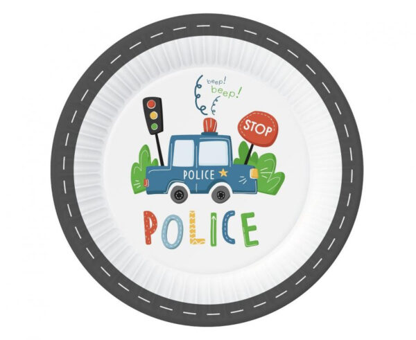 Police Beep papperstallrik 6-pack 23 cm