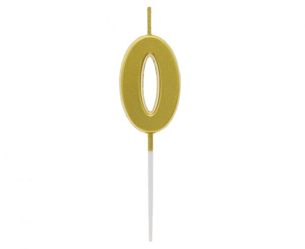 Number Gold Metallic, guld siffertårtljus 0