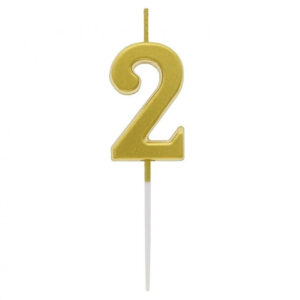 Number Gold Metallic, guldljus siffra 2, födelsedagsljus