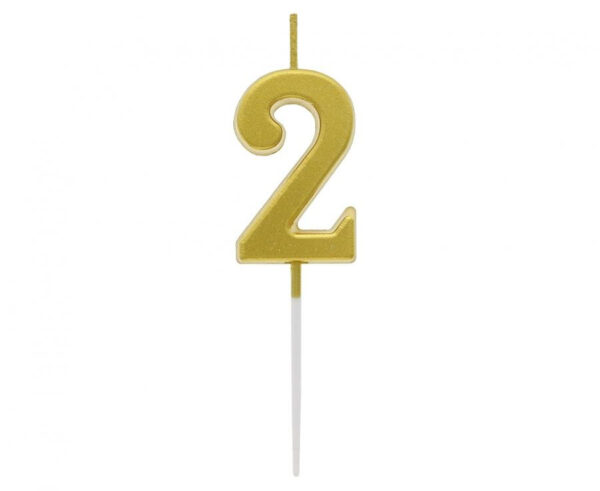 Number Guld Metallic, födelsedagsljus siffra 2