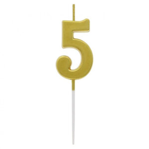 Number Gold Metallic, guldljus siffra 5, födelsedagstårta