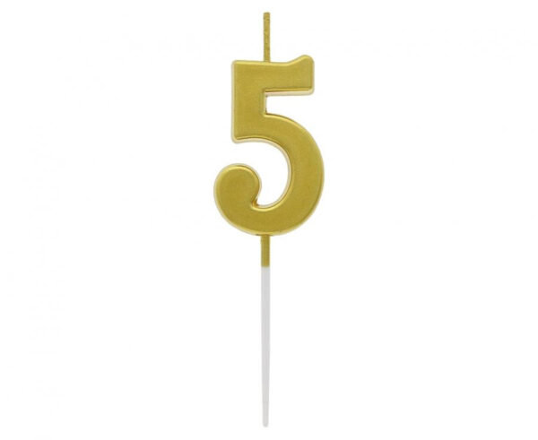 Number Gold Metallic, guldljus siffra 5