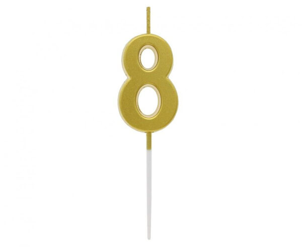 Number guld metallic, siffertårtljus 8