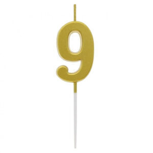 Number Gold Metallic, guld siffertårtljus nummer 9