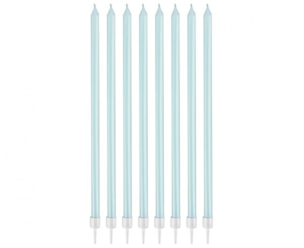 Colour Pearly Light Blue, blå födelsedagsljus set om 8