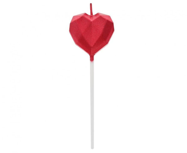 Love Diamond Heart Röd, Hjärtformat Tårtljus