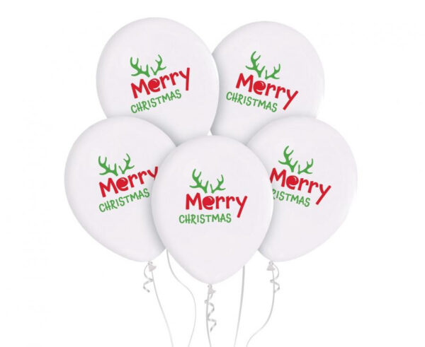 Christmas Merry ballonger med horn, 5-pack 30 cm