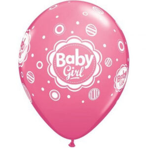 Baby Rosa Blandade Flickballonger, 6-pack, 28 cm