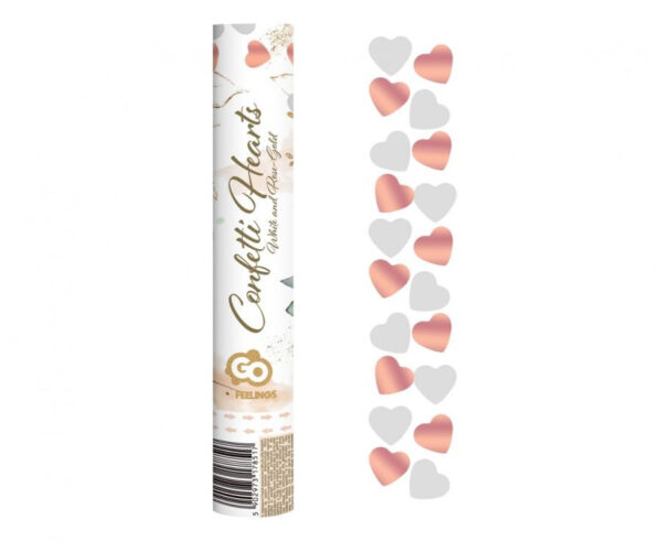 Wedding Roséguld Hjärtan Konfettikanon 30 cm