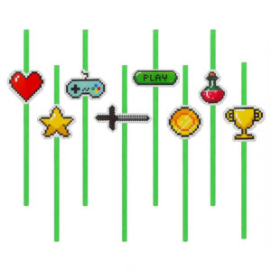 Gamer Game On leksakspapperssugrör, set om 8