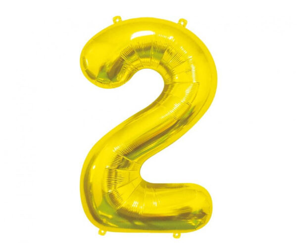 Number Gold, sifferballong 2 i folie 85 cm