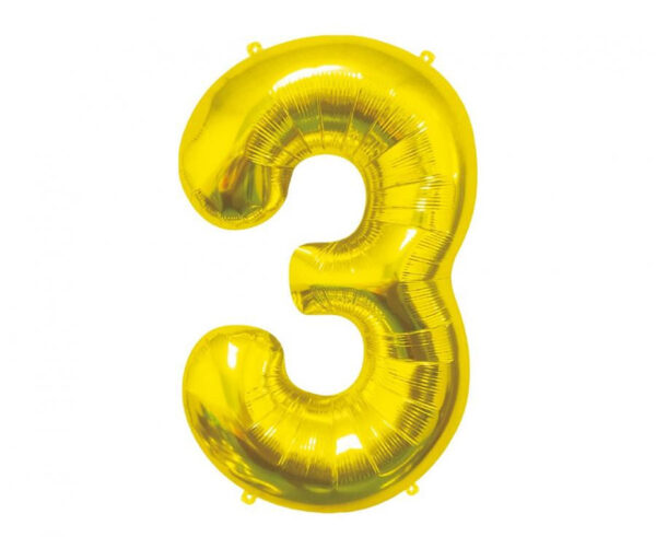 Number Gold, nummer 3 folieballong 85 cm