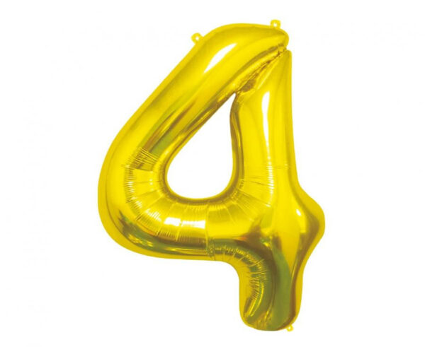 Number Gold, Nummer 4 Folieballong 85 cm