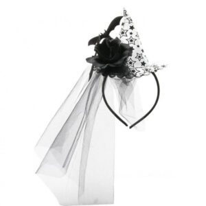 Halloween silverdiadem med slöja