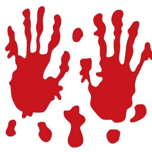 Halloween klistermärken med blodiga handavtryck i gel