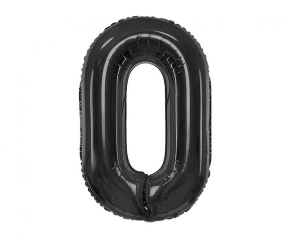Number B&C Matt Black Svart Nummer 0 Folieballong 85 cm