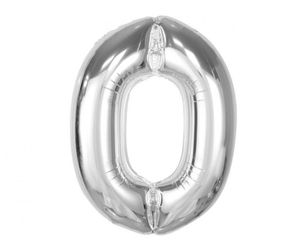 Number Silver noll folieballong 92 cm